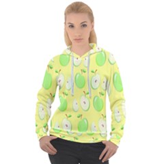 Apple Pattern Green Yellow Women s Overhead Hoodie by artworkshop