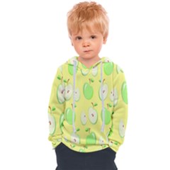 Apple Pattern Green Yellow Kids  Overhead Hoodie by artworkshop