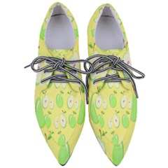 Apple Pattern Green Yellow Pointed Oxford Shoes by artworkshop