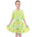 Apple Pattern Green Yellow Kids  All Frills Chiffon Dress View1