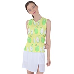 Apple Pattern Green Yellow Women s Sleeveless Sports Top by artworkshop