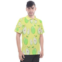 Apple Pattern Green Yellow Men s Polo Tee by artworkshop