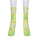 Apple Pattern Green Yellow Crew Socks View1