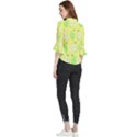 Apple Pattern Green Yellow Loose Horn Sleeve Chiffon Blouse View2