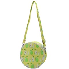 Apple Pattern Green Yellow Crossbody Circle Bag by artworkshop