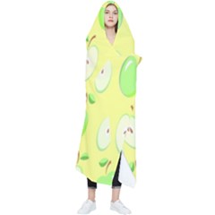 Apple Pattern Green Yellow Wearable Blanket by artworkshop