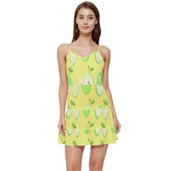 Apple Pattern Green Yellow Short Frill Dress by artworkshop