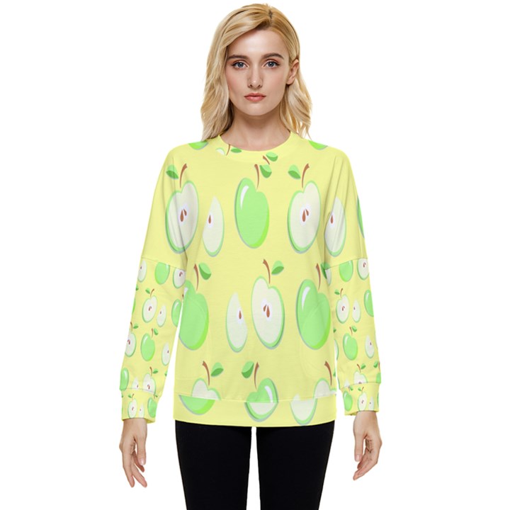 Apple Pattern Green Yellow Hidden Pocket Sweatshirt