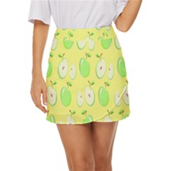 Apple Pattern Green Yellow Mini Front Wrap Skirt by artworkshop