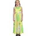 Apple Pattern Green Yellow Kids  Satin Sleeveless Maxi Dress View1