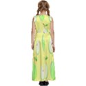 Apple Pattern Green Yellow Kids  Satin Sleeveless Maxi Dress View4