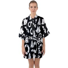  Card Christmas Decembera Half Sleeve Satin Kimono  by artworkshop