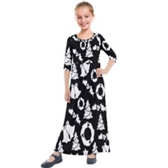  Card Christmas Decembera Kids  Quarter Sleeve Maxi Dress by artworkshop