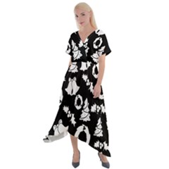  Card Christmas Decembera Cross Front Sharkbite Hem Maxi Dress by artworkshop