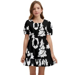  Card Christmas Decembera Kids  Short Sleeve Dolly Dress by artworkshop