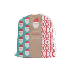  Christmas Claus Continuous Drawstring Pouch (large) by artworkshop