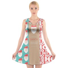  Christmas Claus Continuous V-neck Sleeveless Dress by artworkshop