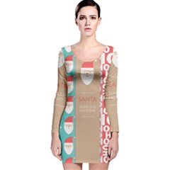  Christmas Claus Continuous Long Sleeve Velvet Bodycon Dress by artworkshop