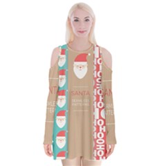  Christmas Claus Continuous Velvet Long Sleeve Shoulder Cutout Dress by artworkshop