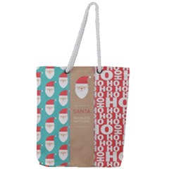  Christmas Claus Continuous Full Print Rope Handle Tote (large) by artworkshop