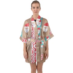  Christmas Claus Continuous Half Sleeve Satin Kimono  by artworkshop