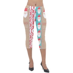  Christmas Claus Continuous Lightweight Velour Capri Leggings  by artworkshop