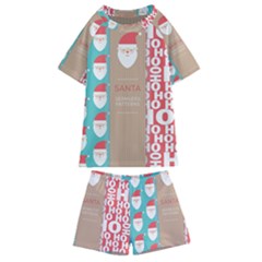  Christmas Claus Continuous Kids  Swim Tee And Shorts Set by artworkshop