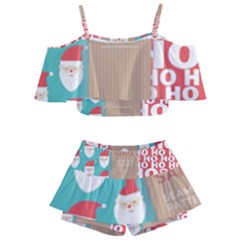  Christmas Claus Continuous Kids  Off Shoulder Skirt Bikini by artworkshop