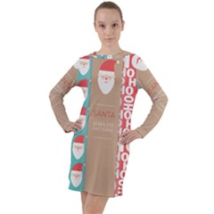  Christmas Claus Continuous Long Sleeve Hoodie Dress by artworkshop