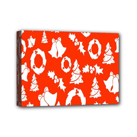 Orange Background Card Christmas  Mini Canvas 7  X 5  (stretched) by artworkshop