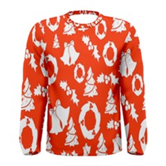 Orange Background Card Christmas  Men s Long Sleeve Tee by artworkshop