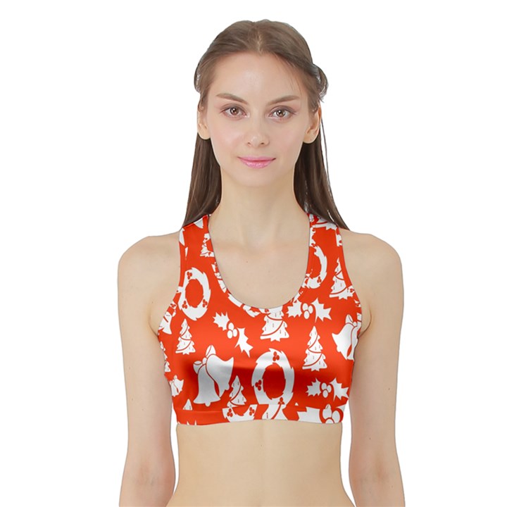 Orange Background Card Christmas  Sports Bra with Border