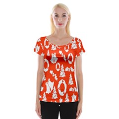 Orange Background Card Christmas  Cap Sleeve Top by artworkshop