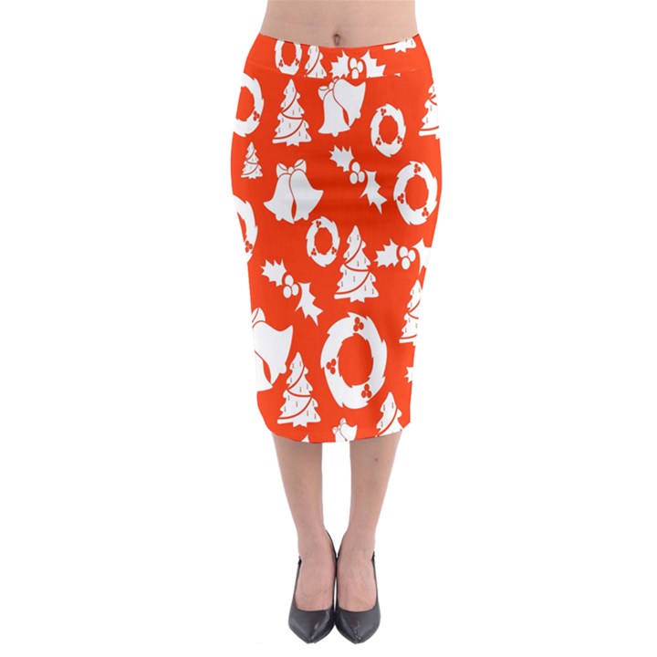 Orange Background Card Christmas  Midi Pencil Skirt