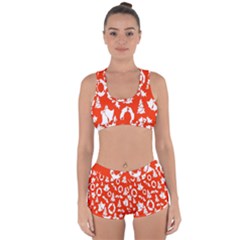 Orange Background Card Christmas  Racerback Boyleg Bikini Set by artworkshop