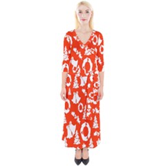 Orange Background Card Christmas  Quarter Sleeve Wrap Maxi Dress by artworkshop