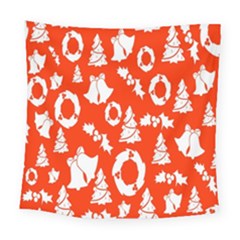 Orange Background Card Christmas  Square Tapestry (large) by artworkshop