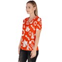 Orange Background Card Christmas  Women s V-Neck Scrub Top View2