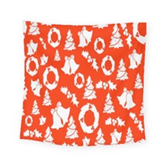 Orange Background Card Christmas  Square Tapestry (small) by artworkshop