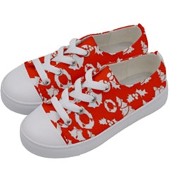 Orange Background Card Christmas  Kids  Low Top Canvas Sneakers by artworkshop