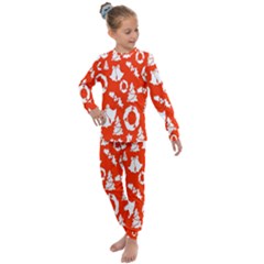 Orange Background Card Christmas  Kids  Long Sleeve Set  by artworkshop