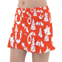 Orange Background Card Christmas  Classic Tennis Skirt by artworkshop