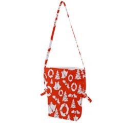 Orange Background Card Christmas  Folding Shoulder Bag by artworkshop