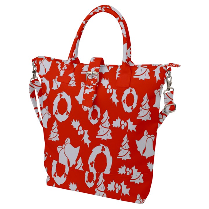 Orange Background Card Christmas  Buckle Top Tote Bag