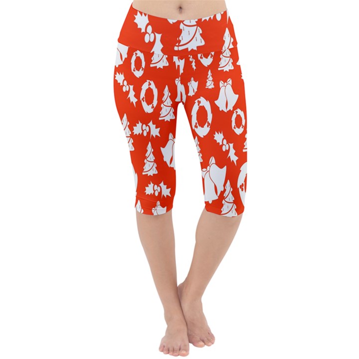 Orange Background Card Christmas  Lightweight Velour Cropped Yoga Leggings