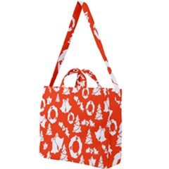 Orange Background Card Christmas  Square Shoulder Tote Bag by artworkshop