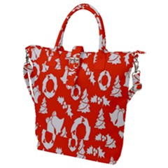 Orange Background Card Christmas  Buckle Top Tote Bag by artworkshop