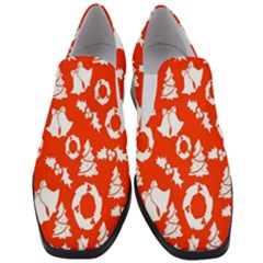 Orange Background Card Christmas  Women Slip On Heel Loafers by artworkshop