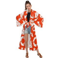 Orange Background Card Christmas  Maxi Kimono by artworkshop