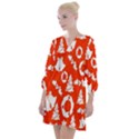 Orange Background Card Christmas  Open Neck Shift Dress View1